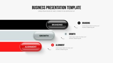 Servis Çözümü 3 Element Bilgi Çerçeve Düzeni. Finansal Tahminler Üç Adım Diyagram Sunum Tasarımı. Insight Slayt Gösterisi Şablon Vektörü İllüstrasyonu Reklamlanıyor.