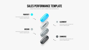 Proje Planı Slayt Gösterimi Vektör Çizimi. Satış Raporu Dört Element Bilgi Sunumu Tasarımı. Piyasa Performansı 4 Adım Diyagram Şablonu.