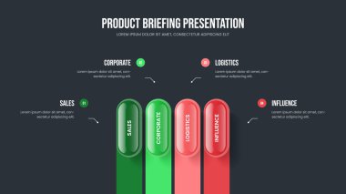 Profesyonel Çözüm 4 Adım Bilgisel Sunum Düzeni. Modern Brifing Slayt Gösterisi Şablon Vektörü İllüstrasyonu. Dijital Profil Dört Seçenek Diyagram Slayt Tasarımı.