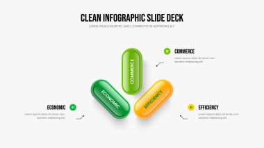 Reklam Planı 3 Element Diyagramı Slayt Tasarımı. Atılgan 'ın Üç Basamaklı Bilgi Çerçevesi Planı. Şirket Çözümü Sunum Şablonu Vektör İllüstrasyonu.
