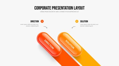 Servis Stratejisi 2 Adım Diyagram Sunum Planı. Reklam Gözden Geçirmesi İki Element Bilgi Slayt Gösterisi Tasarımı. Atılgan Bilgi Kaydırma Şablonu Vektör İllüstrasyonu.