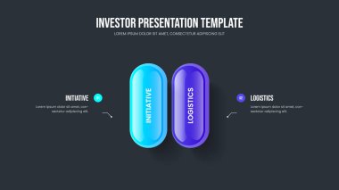 Modern Portföy İki Element Diyagram Şablonu. Satış Profili Slayt Gösterisi Tasarım Vektörü İllüstrasyonu. İş Performansı 2 Seçenek Bilgisel Slayt Düzeni.