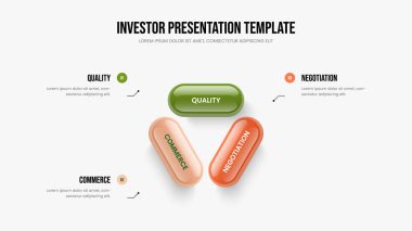 Danışmanlık Raporu 3 Seçenek Diyagram Çerçeve Tasarımı. İç görü Projesi Üç Adım Bilgi Kaydırma Planı. Ürün Büyümesi Sunum Şablonu Vektör İllüstrasyonu.