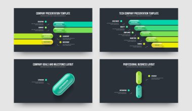 Reklam Portföyü 4512 Opsiyon Slayt Gösterisi Tasarım Paketi. Danışmanlık Planlama 4-5-1-2 Element Diyagramı Sunum Şablonu Vektör Çizimi.