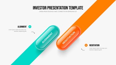 Enterprise Performans Slayt Gösterisi Tasarım Vektörü İllüstrasyonu. Şirket Portföyü 2 Element Bilgi Sunum Şablonu. Profil İki Seçenek Diyagramı Düzenlemesi.