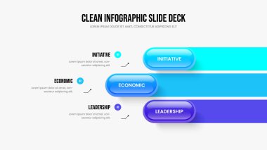 Reklam Planı Slayt Düzeni Vektör İllüstrasyonu. Profesyonel Hava Durumu 3 Adım Bilgi Slayt Gösterisi Şablonu. Proje İçgörü 3 Element Diyagramı Tasarımı.
