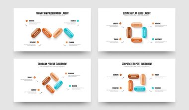 Satış Buluşu 4-4-4 Adım Diyagram Kaydırma Şablonu Paketi. Finansal Planlama Dört Dört Dört Dört Seçenek Bilgilendirme Sunum Düzeni Vektör İllüstrasyon Koleksiyonu.