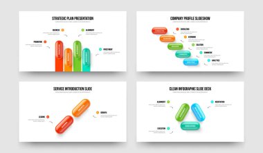 Modern Rapor 4-5-2-3 Seçenek Bilgi Kaydırma Şablonu Çizim Kümesi. Görsel Portföy 4523 Element Diyagramı Slayt Gösterisi Düzeni Paketi.
