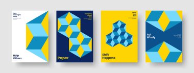 Yaratıcı Sancak Şablonu. İzole Broşür Planı. Geometrik İş Sunumu Tasarımı. Poster. Rapor verin. El ilanı. Geçmişi. Kitap kapağı. Haber bülteni. Broşür. Marka Kimliği. Günlük. Katalog