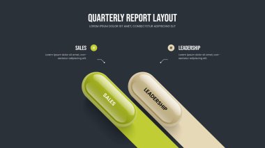 Ürün Slayt Tasarım Vektörü İllüstrasyonu. Dijital Analiz 2 Seçenek Infographic Frame Şablonu. Satış Gösterisi İki Adım Diyagramı Sunum Düzeni.