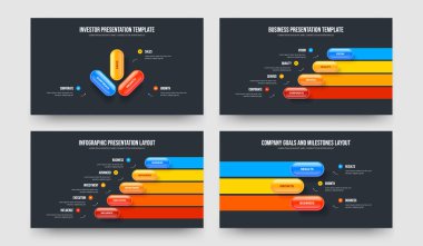 Profil Üç Dört Beş Üç Seçenek Slayt Gösterisi Vektör Çizim Paketi Danışmanlık Profili. Proje Analizi 3415 Adım Diyagramı Kaydırma Şablonu Koleksiyonu.
