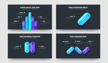 İş Planı 5123 Seçenek Diyagram Çerçeve Tasarım Seti. Danışmanlık Gözden Geçirme Beş Bir İki Üç Element Bilgi Slayt Gösterisi Vektör Çizim Paketi.