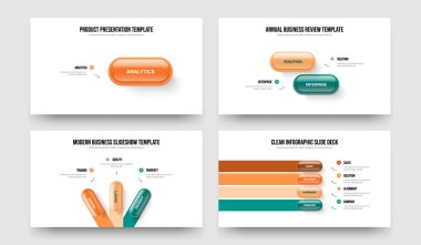 Finansal İçgörü 1234 Opsiyon Bilgi Sunumu Tasarım Paketi. Dijital Planlama 1-2-3-4 Element Diyagram Kaydırma Şablonu Vektör Resimleme Koleksiyonu.