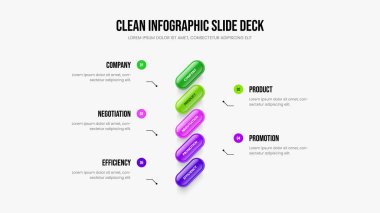 Şirket Stratejisi Beş Adım Diyagram Sunum Tasarımı. Dijital İnceleme Çerçeve Şablonu Vektör İllüstrasyonu. Reklam Kampanyası 5 Seçenek Bilgisel Slayt Düzeni.