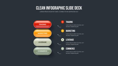 Şirket Genel Görünüm Slayt Gösterisi Düzeni Vektör İllüstrasyonu. Görsel Analiz 4 Seçenek Infographic Frame Şablonu. Reklam Planlama Dört Adım Diyagramı Slayt Tasarımı.