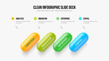 Modern Strateji Çerçeve Şablonu Vektör İllüstrasyonu. Finansal Genel Bakış Dört Element Diyagram Kaydırma Tasarımı. Pazarlama Raporu 4 Seçenek Slayt Gösterisi Düzeni.
