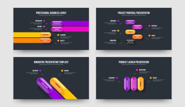 Modern Hava Tahminleri 4-5-2-3 Element Infographic Frame Şablon Vektör İllüstrasyon Paketi. Yatırımcı Teklifi 4523 Adım Slayt Tasarımı Ayarları.