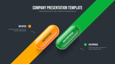 Finansal Brifing Çerçeve Tasarım Vektörü İllüstrasyonu. Yaratıcı Çözüm 2 Element Bilgi Slayt Gösterisi Şablonu. Modern Genel Görünüm İki Seçenek Diyagramı Slayt Düzeni.