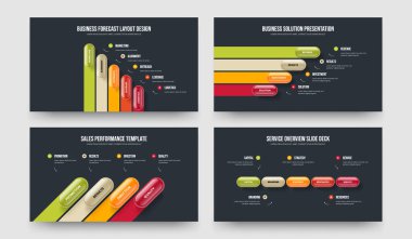 Modern Giriş Beş Dört Beş Adım Diyagram Sunum Şablonu Vektör İllüstrasyon Paketi. Yatırımcı Büyümesi 5445 Seçenek Slayt Gösterisi Tasarımı.