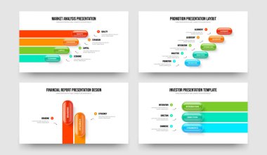 İş Önerisi 4523 Adım Bilgi Sunumu Tasarım Koleksiyonu. Danışmanlık Planı 4-5-2-3 Element Diyagramı Çerçeve Düzeni Vektör Çizimi.