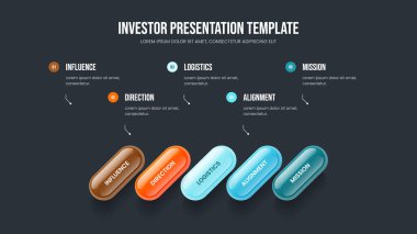 Kampanya Danışmanı Beş Element Diyagram Çerçeve Tasarımı. Yaratıcı Teklif Slayt Gösterisi Düzeni Vektör İllüstrasyonu. Proje Tahminleri 5 Seçenek Bilgisel Kaydırma Şablonu.