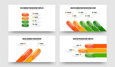 Dijital Profil Dört Beş İki Üç Adım Diyagram Şablon Vektör Resimleri Koleksiyonu. Şirket Genel Görünümü 4523 Element Bilgi Kaydırma Tasarımı Paketi.