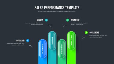 Enterprise Fırlatma Sunumu Tasarım Vektörü İllüstrasyonu. Satış Portföyü 4 Element Bilgi Çerçeve Düzeni. Yatırımcı Planlama Dört Seçenek Slayt Gösterisi Şablonu.