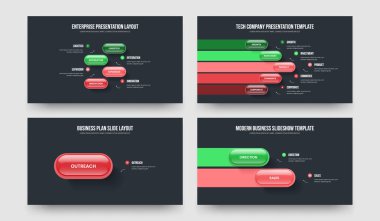 Enterprise Planlama 4512 Seçenek Diyagramı Slayt Gösterisi Düzeni Paketi. Profesyonel Büyüme Dört Beş Bir İki Element Bilgi Kaydırma Şablon Vektör Resimleme Koleksiyonu.