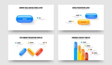 Finansal Rapor 1234 Element Bilgi Kaydırağı Tasarımı Ayarlandı. Dijital İcat Bir İki Üç Dört Adım Diyagram Sunum Şablonu Vektör İllüstrasyon Koleksiyonu.