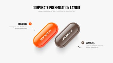 Yatırımcı Tahminleri 2 Element Diyagramı Düzenleme. Ürün Analizi 2 Adım Infographic Sunum Tasarımı. Pazarlama Görüntü Kaydırma Şablonu Vektör İllüstrasyonu.