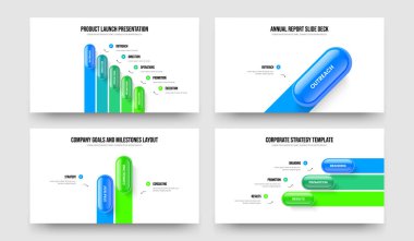 Reklam Gözden Geçirme Beş Bir İki Üç Element Bilgi Sunum Düzeni Vektör İllüstrasyonu Ayarlandı. Satış Geliştirme 5123 Adım Diyagram Kaydırma Şablonu Paketi.