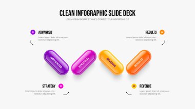 Finansal Bakış Kaydırma Düzeni Vektör İllüstrasyonu. Dijital Giriş Dört Adım Infographic Slayt Gösterisi Tasarımı. Görsel Analiz 4 Element Diyagramı Şablonu.