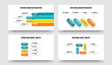 Şirket Brifingi 4144 Seçenek Slayt Gösterisi Şablonu Ayarlandı. Atılgan Genel Görünümü Dört Dört Adım Diyagram Çerçeve Tasarım Vektör Resimleri Koleksiyonu.