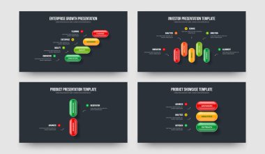 Şirket Çözümü 4-5-2-3 Element Diyagram Slayt Gösterisi Vektör Çizim Kümesi. Görsel İnceleme 4523 Adım Bilgisel Çerçeve Şablonu Koleksiyonu.