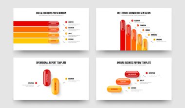 Proje Kampanyası 4523 Seçenek Slayt Düzeni Koleksiyonu. Görsel Brifing Dört Beş İki Üç Adım Diyagram Slayt Şablonu Vektör Çizim Paketi.