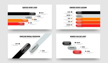 Dijital Geliştirme 4523 Basamaklı Diyagram Kaydırma Düzeni Paketi. Atılgan Analizi 4-5-2-3 Element Bilgi Sunumu Şablon Çizimi.