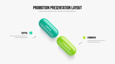 Profesyonel Profil Slaytı Tasarım Vektörü İllüstrasyonu. Modern Showcase 2 Seçenek Diyagram Düzenleme. Proje Brifingi İki Adım Slayt Gösterisi Şablonu.