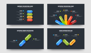Danışmanlık Çözümü 4523 Adım Diyagram Kaydırma Düzeni Paketi. Tanıtım 4-5-2-3 Seçenek Tanıtım Şablonu Vektör İllüzyonu Ayarları.