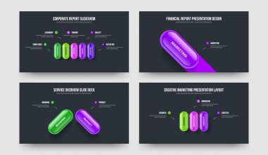 Finansal Bakış 5133 Adım Diyagram Slayt Gösterisi Tasarım Koleksiyonu. Yatırımcı Insight 5 1-2-3 Element Bilgi Sunumu Şablonu Çizim Paketi.