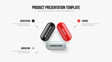 Modern Geliştirme Slayt Gösterisi Şablon Resimleri. Görsel Hava Tahmini Üç Seçenek Diyagram Kaydırma Tasarımı. Dijital Strateji 3 Element Bilgisel Sunum Düzeni.