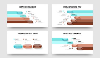 Servis Tahminleri: Dört Beş Üç Dört Seçenek Diyagramı Sunum Düzeni Vektör İllüstrasyon Kümesi. Proje Kampanyası 4534 Adım Bilgi Kaydırma Tasarımı Paketi.