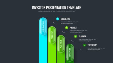 Finansal Profil Çerçeve Düzeni Vektör İllüstrasyonu. Profesyonel Teklif Dört Adım Slayt Gösterisi Tasarımı. Şirket Kampanyası 4 Element Bilgi Kaydırma Şablonu.