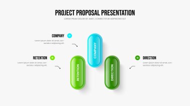 Proje Tahminleri Üç Seçenek Bilgisel Çerçeve Düzeni. Danışmanlık Planlama 3 Adım Diyagram Slayt Gösterisi Tasarımı. Görsel İçgörü Sunum Şablonu Vektör İllüstrasyonu.