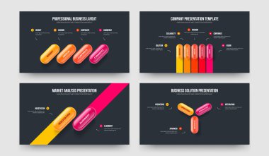 Piyasa Planı 4-5-2-3 Seçenek Diyagram Kaydırağı Tasarım Vektörü Çizim Paketi. Satışlar Görselleştirme 4523 Adım Tanıtım Şablonu Ayarları.