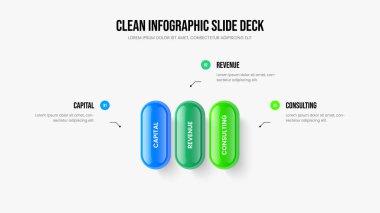 Piyasa Fırlatma 3 Adım Diyagram Tasarımı. Yaratıcı Rapor Kaydırma Şablonu Gösterimi. Kurumsal İnceleme Üç Element Bilgisel Slayt Gösterisi Düzeni.