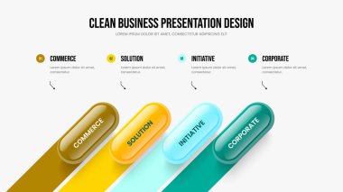 Atılgan 'ın 4. Element Diyagram Kaydırma Planı. Profesyonel Planlama Dört Seçenek Bilgi Çerçeve Tasarımı. Yatırımcı Portföyü Slayt Gösterisi Şablonu Vektör İllüstrasyonu.