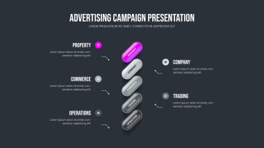 Ürün Tanıtım Tasarımı Vektör İllüstrasyonu. Beşinci Element Diyagram Slayt Şablonu Danışmanlık Planı. Şirket Görselleştirme 5 Adım Bilgi Çerçeve Tasarımı.