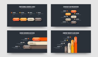 Dijital Brifing Dört Beş Üç Dört Adım Bilgi Kaydırma Düzeni Vektör İllüstrasyon Kümesi. Şirket Stratejisi 4534 Seçenek Diyagramı Çerçeve Tasarımı Paketi.