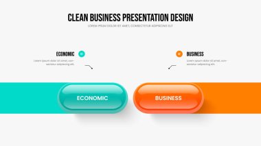 Reklam Önerisi İki Seçenek Slayt Şablonu. Dijital Gösteri 2 Adım Infographic Slayt Tasarımı. Girişim İçgörü Çerçeve Düzeni Vektör İllüstrasyonu.