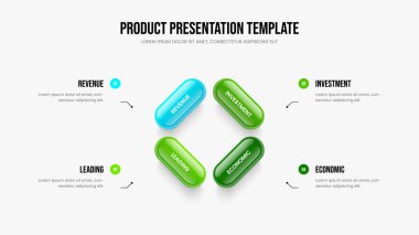 Proje Analizi Çerçeve Düzeni Vektör İllüstrasyonu. Satış Şovu 4 Element Bilgi Sunumu Tasarımı. İş Görüşü 4 Adım Diyagram Kaydırma Şablonu.